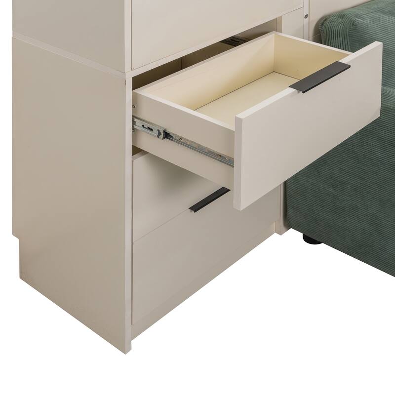 Folding Wall Bed Queen Size Murphy Bed with Sofa and L Shape Desk