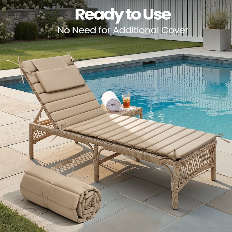 Pellebant Outdoor Chaise Lounge Cushions Patio Lounger Pad with Straps