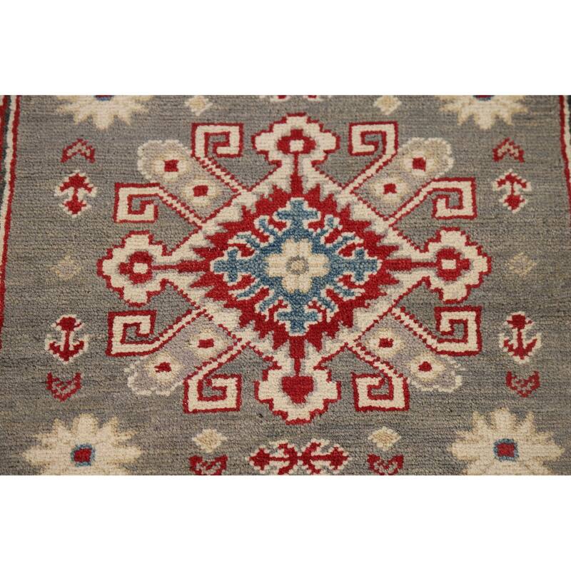 Geometric Kazak Runner Rug Handmade Traditional Wool Carpet - 2'8" x 16'4"