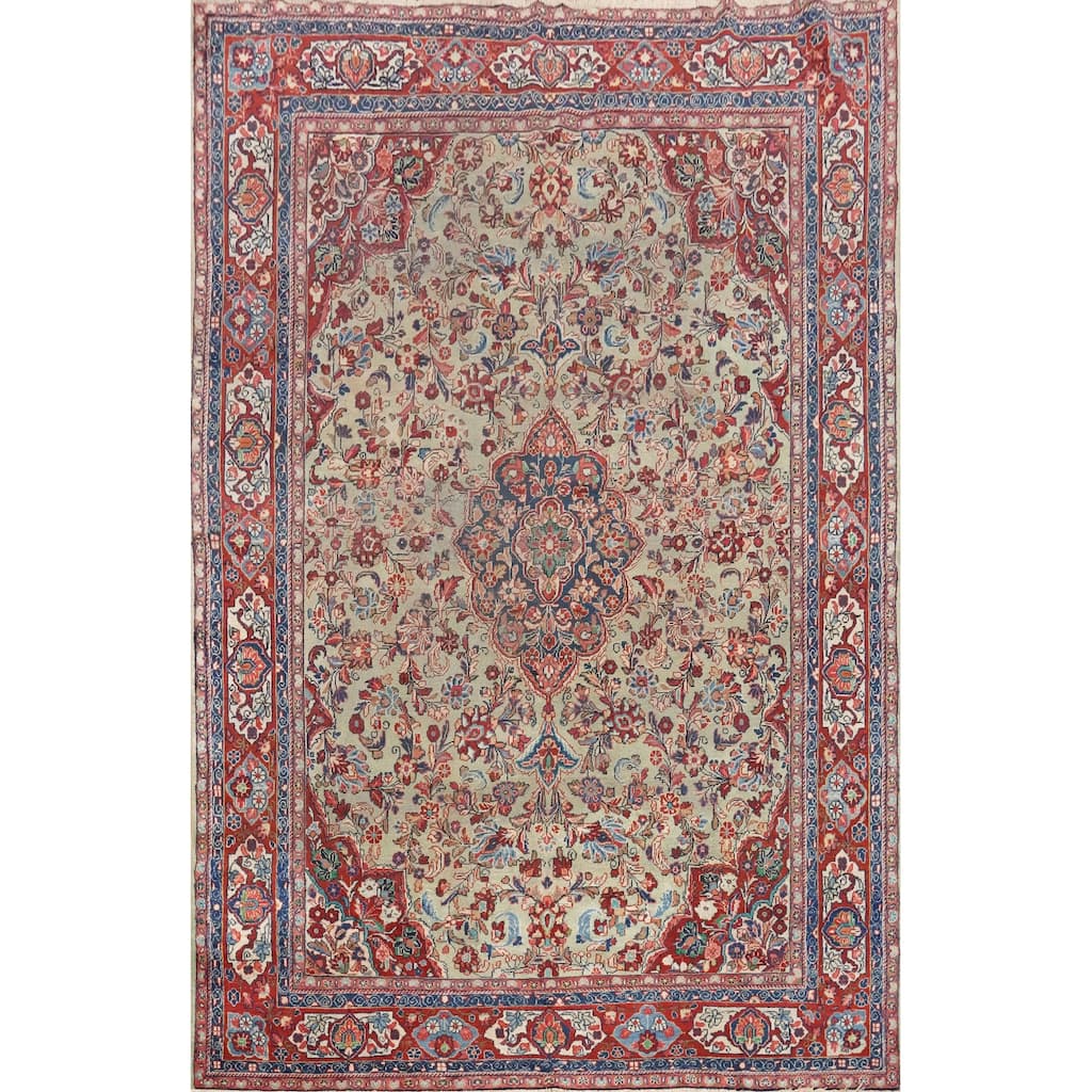 Hand Knotted Oriental 100% Wool Carpet Traditional Floral Green Mahal Area Rug - 11' 9'' X 8' 11''