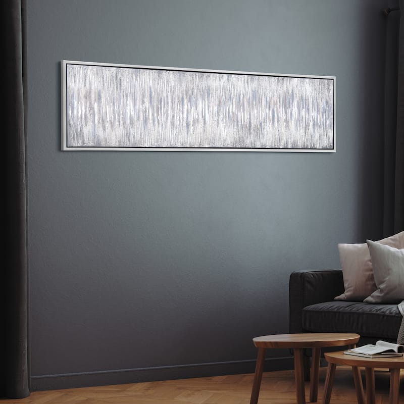 Gray Field Textured Glitter Hand Painted Canvas Wall Art