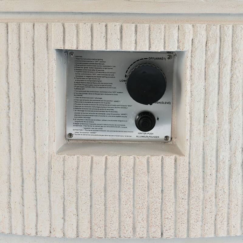 38.19" Propane Outdoor Fire Pit with Vertical Stripe Design, 50000 BTU Round Fire Pit Table with Steel Burner, Flame Control