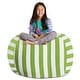 preview thumbnail 181 of 192, Kids' Stuffed Animal Storage Bean Bag Chair Cover or Toy Organizer 48 Inches Extra Large - Canvas Stripes Green and White