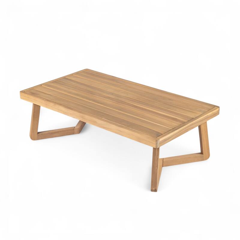Christopher Knight Home - Royal Acacia Wood Outdoor Chat Set with Water-Repellent Cushions and Slatted Coffee Table