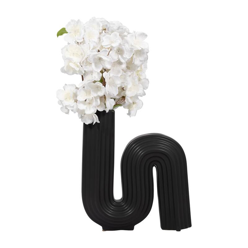Sagebrook Home 11" Ceramic Vase Sculpture Creative Abstract Looped Vase Contemporary Glam Home or Office Table Decor