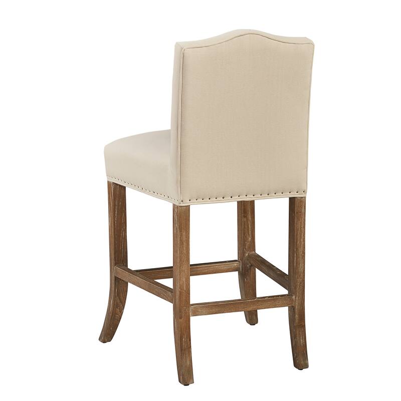 Brickell Oak Traditional Counter Stool with Nailhead Accents