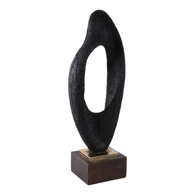 Polyresin Sculpture Abstract Open Oval Design Home Decor - 20" Black - 7" x 4.5" x 20"