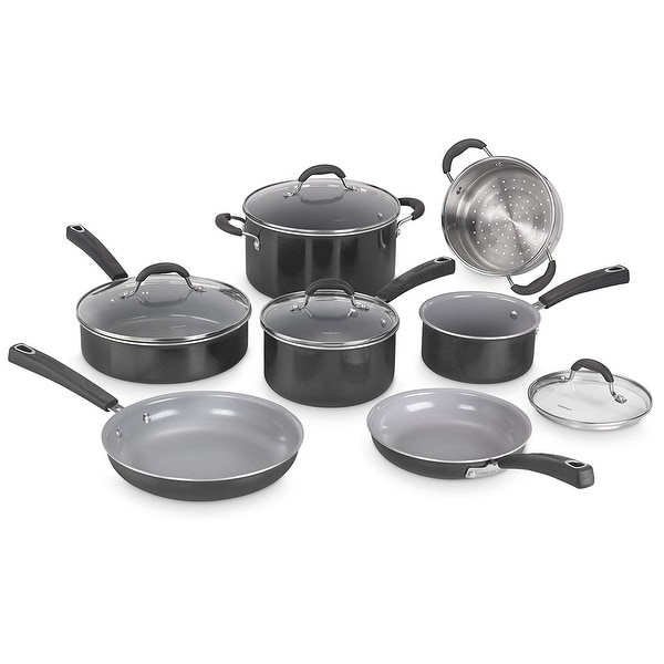Cuisinart 11Pc Ceramic Nonstick XT Cookware - Black Nonstick Cookware Set - Black