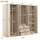 preview thumbnail 7 of 7, 6-Door Armoire & Wardrobe with Locking Drawer and Storage