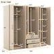 preview thumbnail 23 of 24, 6-Doors Wardrobe Armoire with 3 Drawer, Shelves and Hanging Rail