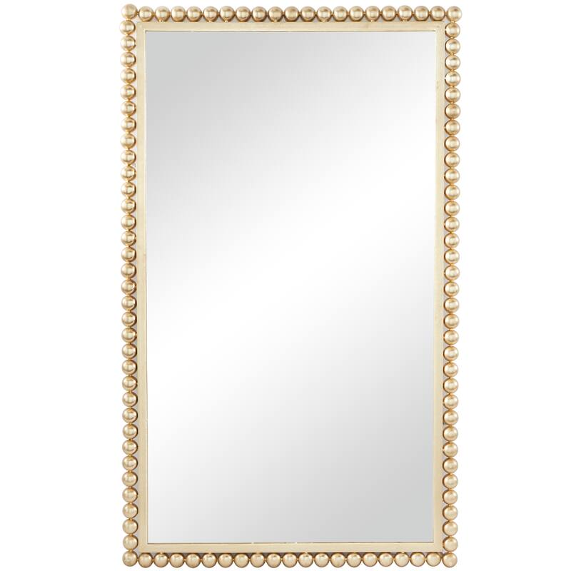Metal Wall Mirror with Beaded Detailing - Gold or Black - CosmoLiving by Cosmopolitan - Gold