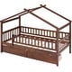 preview thumbnail 20 of 28, Twin House Bed with 2 Storage Drawers,Rails and Roof for Kids