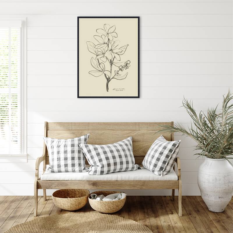 Floral 1 by Dan Hobday Framed Canvas Wall Art Print - Sylvie Beaded Black