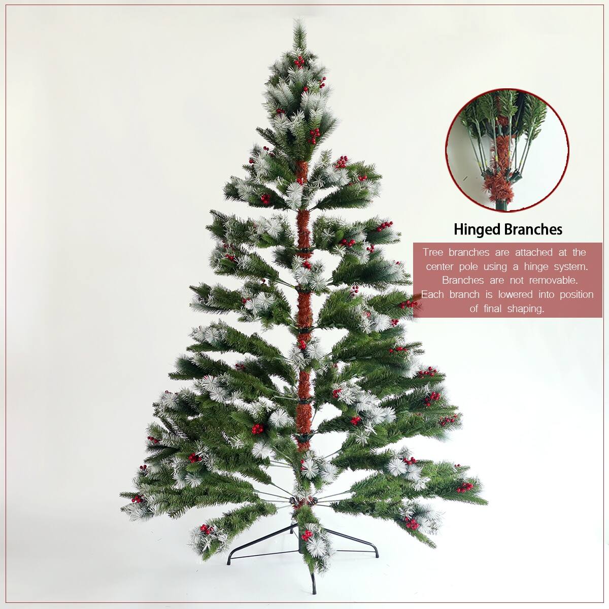 7.5 ft Foldable Stand Artificial Christmas Tree Flocked Pine Needle