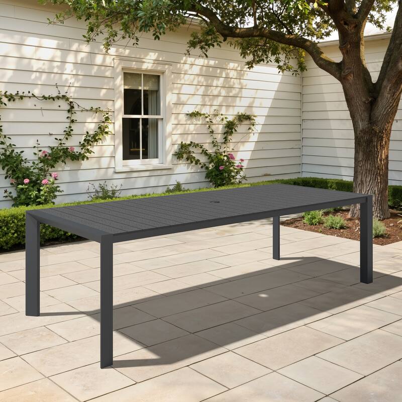 Pellebant Premium Outdoor Patio Aluminum Dining Table with Umbrella Hole