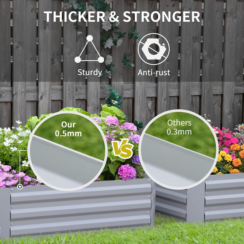 Countryside Style Garden Bed with Weatherized Material for Growing Vegetables Flowers Herbs Succulents, Gray - 8' x 10'