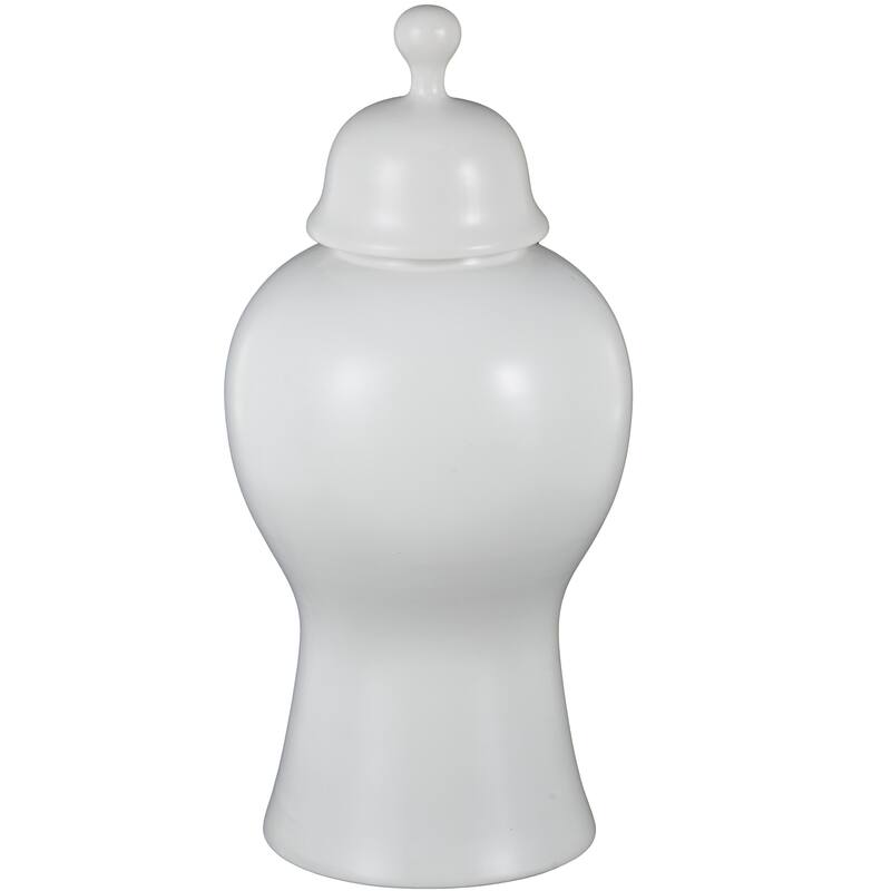 Ceramic Rounded Hourglass Decorative Jars with Lid and Ball Knob - White or Black- Roche River Decor