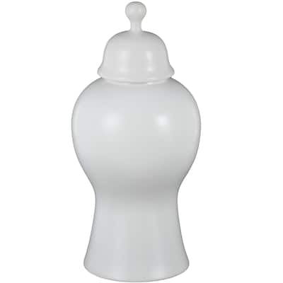 Ceramic Rounded Hourglass Decorative Jars with Lid and Ball Knob - White or Black- Roche River Decor