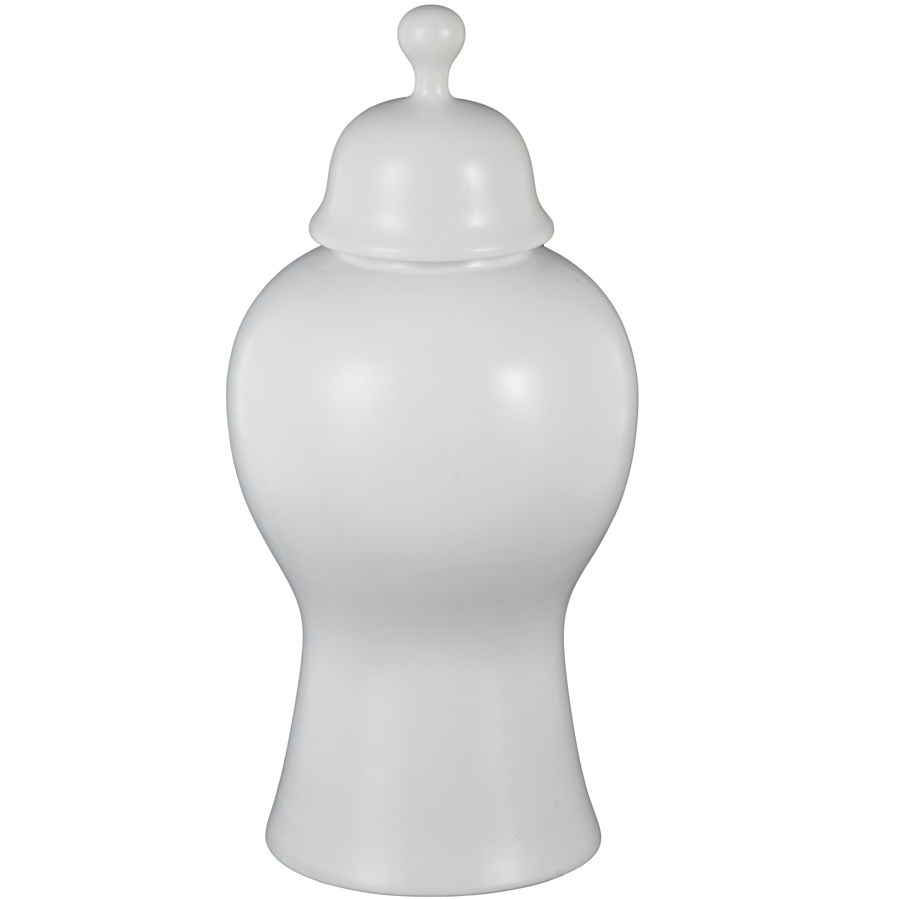Ceramic Rounded Hourglass Decorative Jars with Lid and Ball Knob - White or Black- Roche River Decor