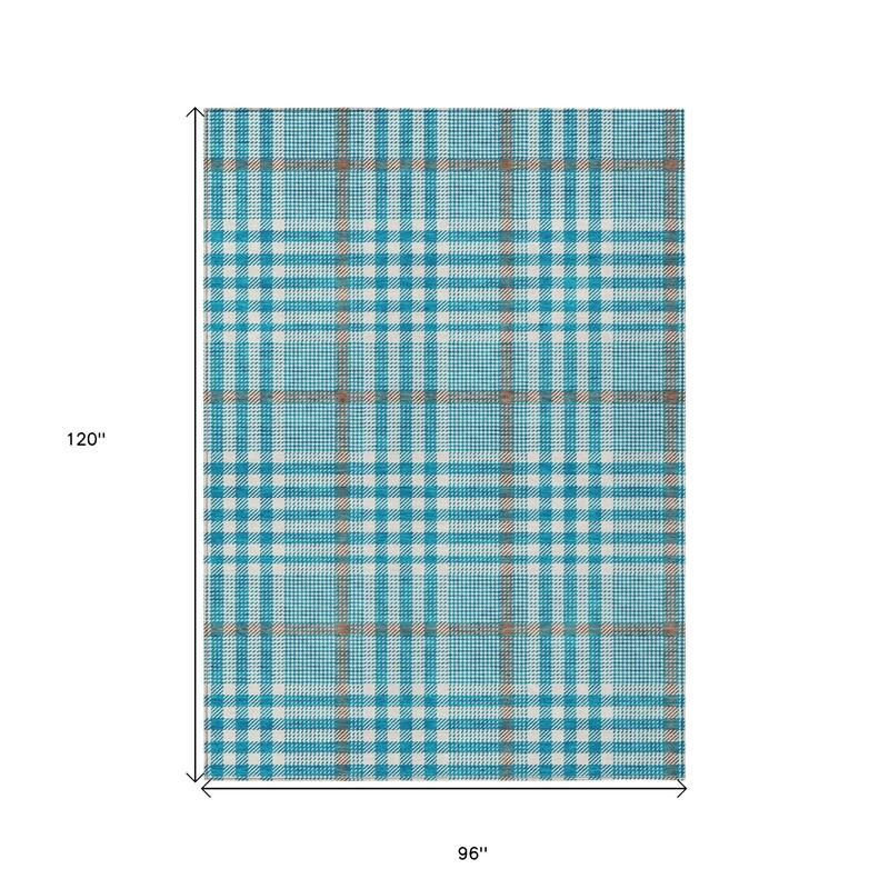 HomeRoots Plaid Transitional Rectangle Outdoor Rug