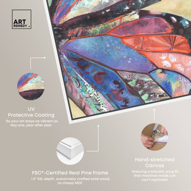 Art Remedy Butterfly Part Ii Framed Butterfly 1 Piece Canvas Wall Art