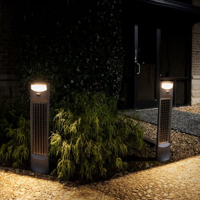 Gama Sonic Solar Pillar Gray Motion Sensing LED Bollard Pathway Light