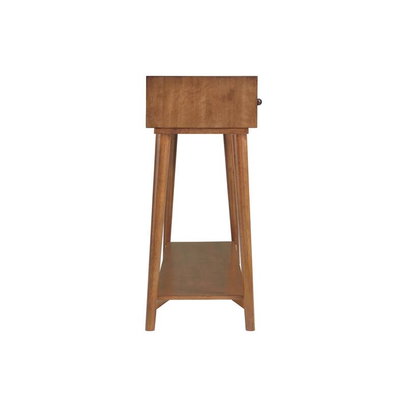 Mid-Century Modern 2-Drawer 60" Cinnamon Sofa Console Table