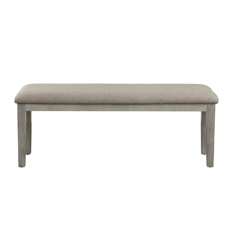 Fabric Upholstered Seat 1pc Bench Wire Brushed Brown Finish Wooden Frame Dining Room Furniture