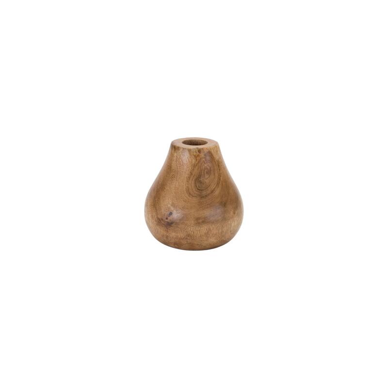 Set of Three Natural Wood Bud Table Vases - 4.75