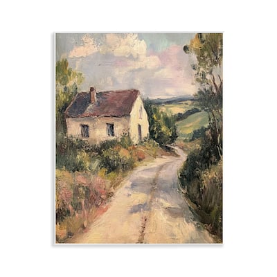 Stupell Scenic Cottage Road Wall Plaque Art Design By Petal Prints Design