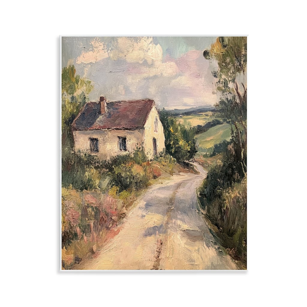Stupell Scenic Cottage Road Wall Plaque Art Design By Petal Prints Design