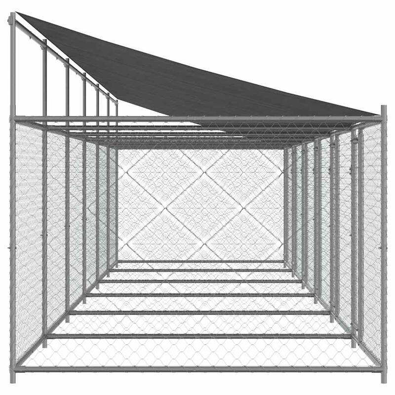 vidaXL Dog Cage Grey Galvanized Steel. Water-resistant Fabric Extra Large