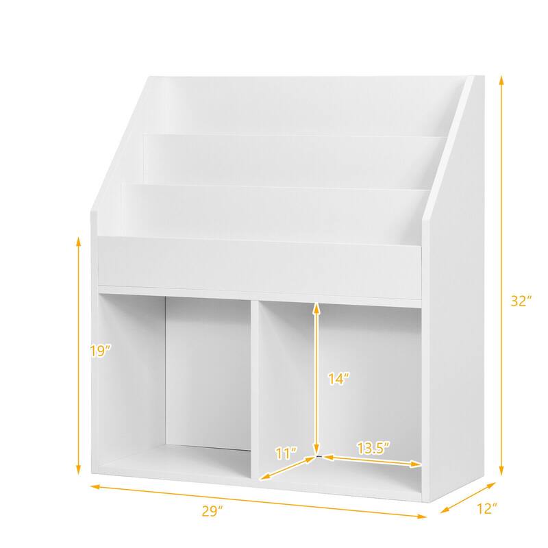 Gymax Kids Wooden Bookshelf Bookcase Children Toy Storage Cabinet - See Details