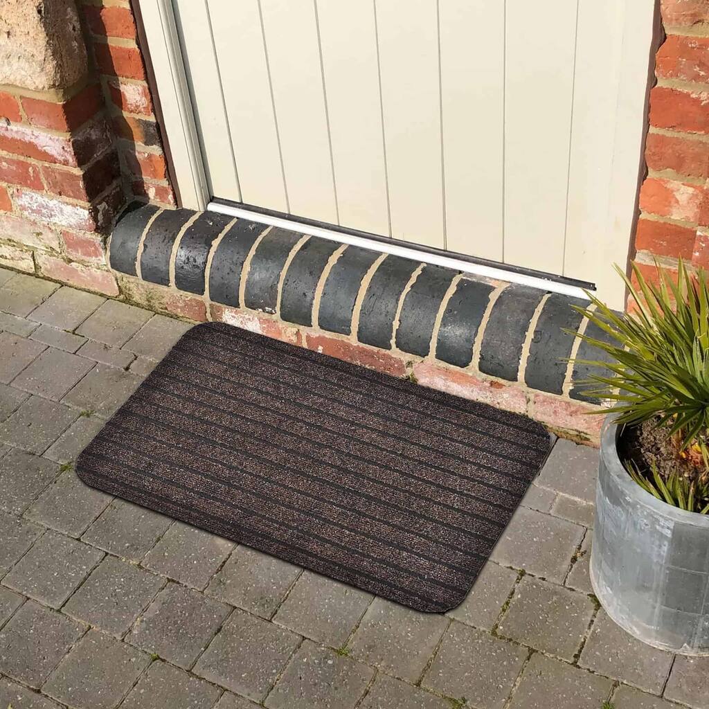 Outdoor Front Door Mat Chloe Polypropylene Latex Rug 24x16 Brown - 16 W x 24 L x 1/4 H