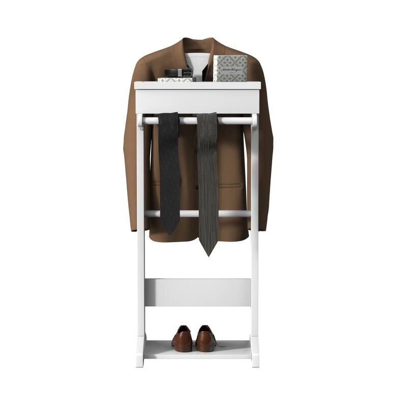 Portable Garment Rack, Clothes Valet Stand with Storage Organizer for Bedroom, Living room, Door Entrance