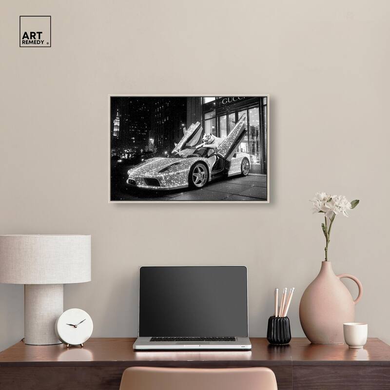 Glistening Tiger and Car Canvas by Art Remedy