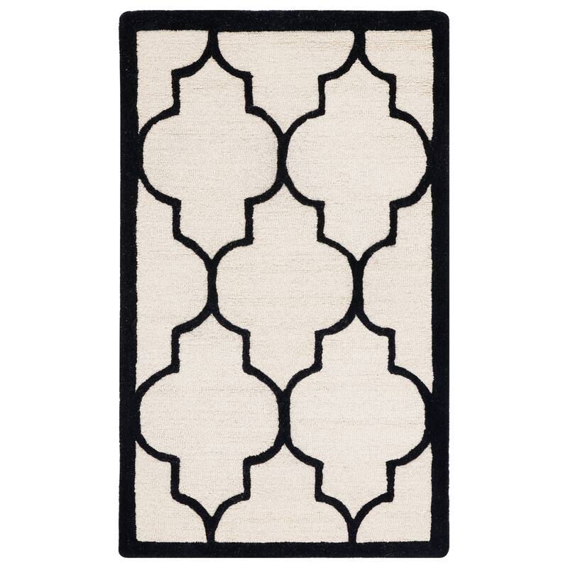 SAFAVIEH Handmade Cambridge Oddny Moroccan Trellis Wool Rug - 2' x 3' - Ivory/Black