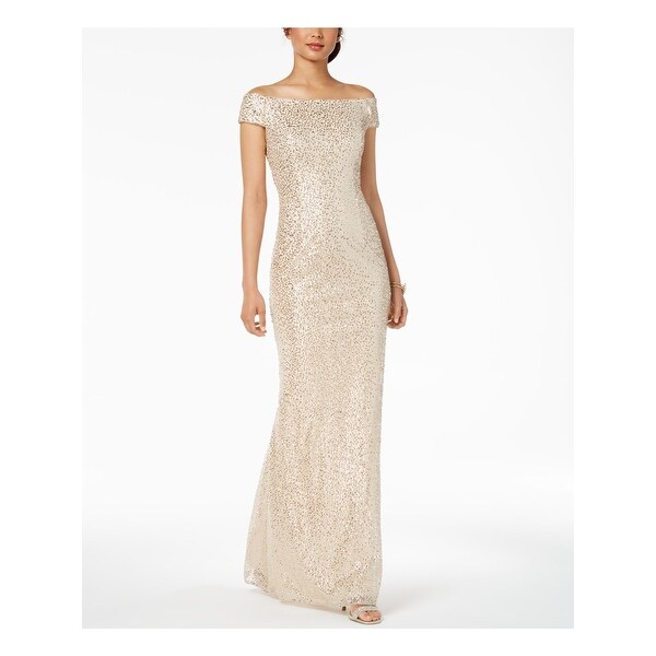 ADRIANNA PAPELL Beige Short Sleeve Maxi Dress 18 ...