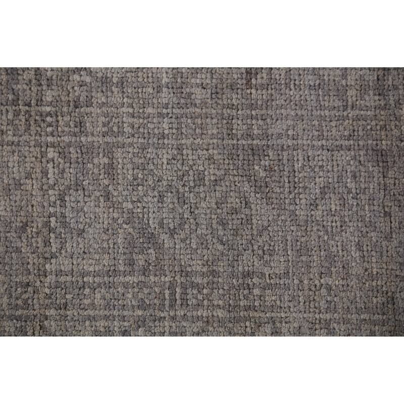 Hand Knotted Oriental 100% Wool Carpet Transitional All-Over Greys & Charcoal Oushak Area Rug - 8' 10'' X 6' 1''