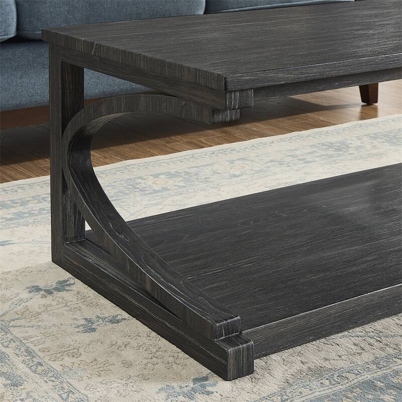 Wood Rectangular Coffee Table with Shelf