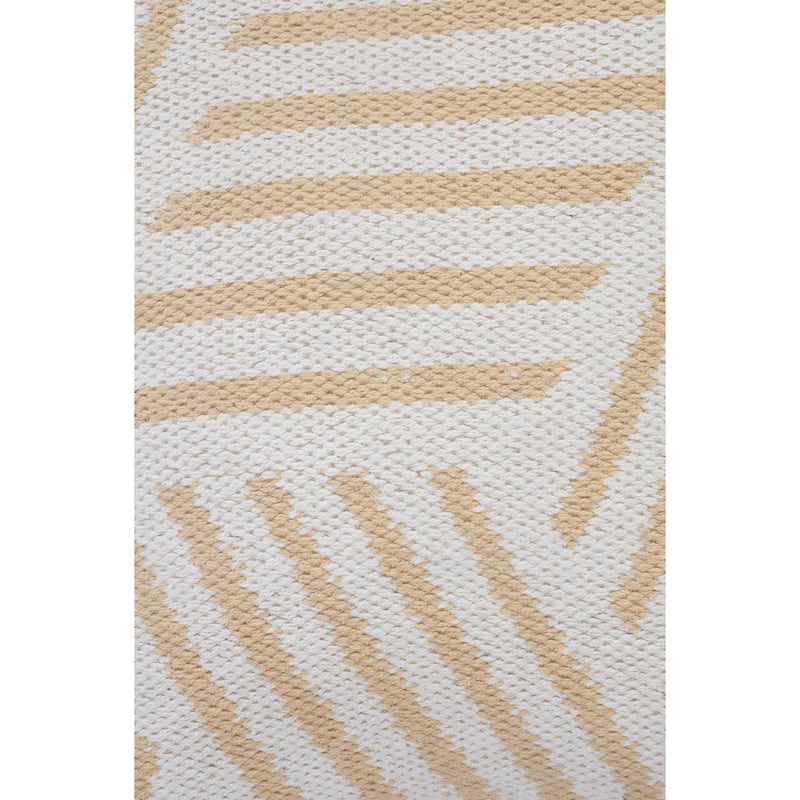 Sevita Tan and White Geometric Striped Throw Pillow
