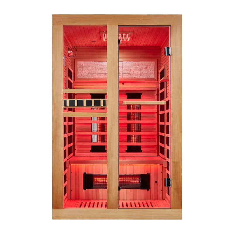 Hemlock Infrared Sauna with Red Light Therapy - Beauty Lamp & 15-Min Fast Warm-Up