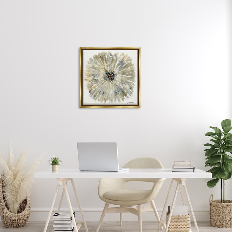 Stupell Neutral Rustic Abstract Flower Framed Floater Canvas Wall Art Design By Liz Jardine