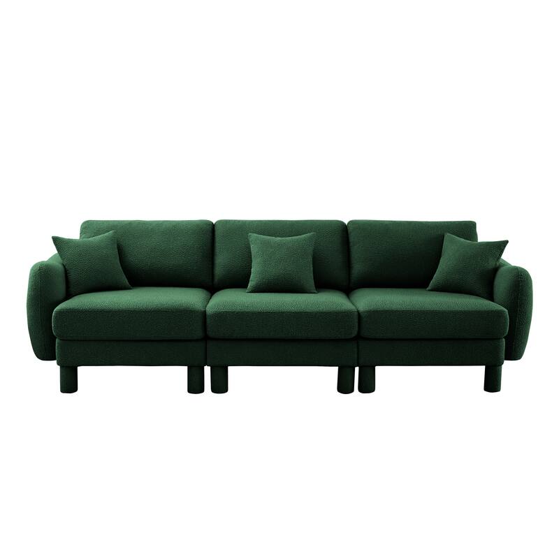 GDFStudio - Boucle Fabric 3-Seater 109.4" Sofa with Shell-shaped Armrests