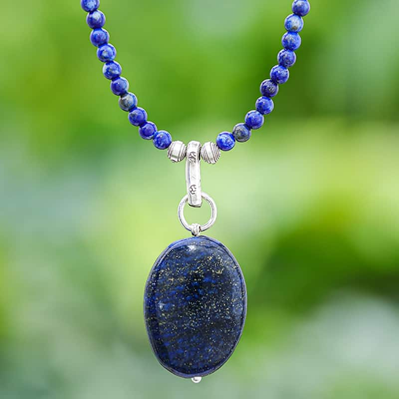 Lapis Lazuli Pendant Necklace 'Blue Lady' (Thailand)