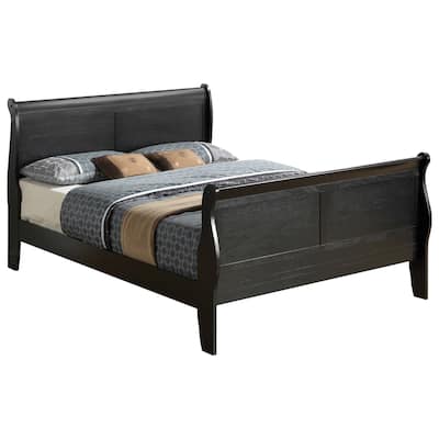 King Sleigh Wooden Bed with High Footboard - 90" - Black
