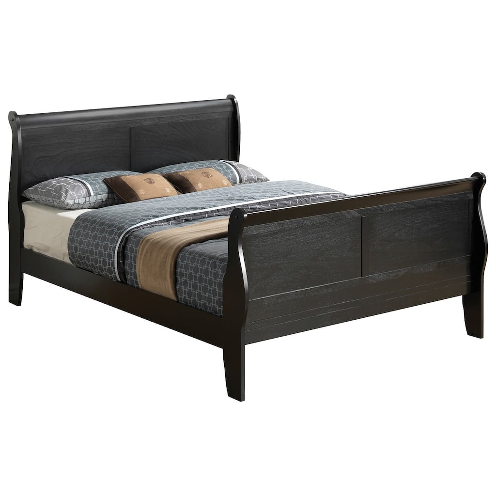 King Sleigh Wooden Bed with High Footboard - 90" - Black