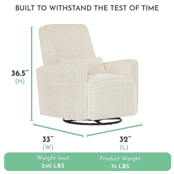 dimension image slide 3 of 4, Evolur Holland Upholstered Plush Seating Glider Swivel