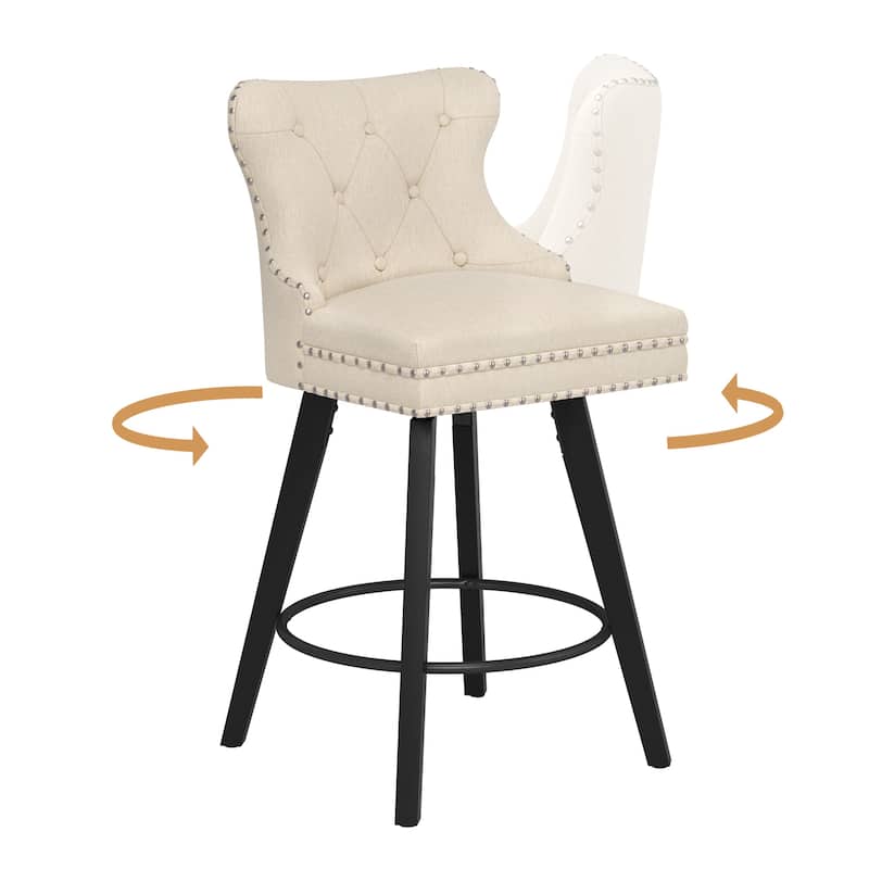 LUE BONA Swivel Bar Stools Counter Height, Upholstered Counter Stools with Backs - 26"H