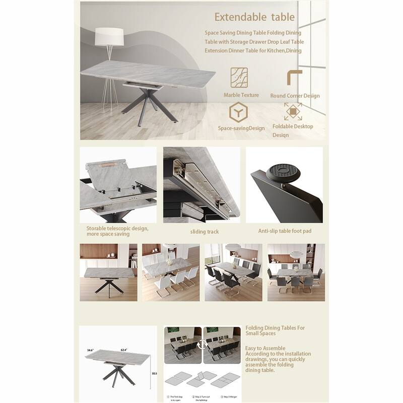 Extendable Dining Table Modern Mid-Century Kitchen Table